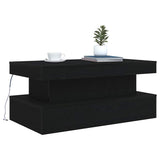 Coffee Table with LED Lights Black Oak 90x50x40 cm 862256