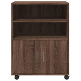 Rolling Cabinet Brown Oak 60x48x81 cm Engineered Wood 853170
