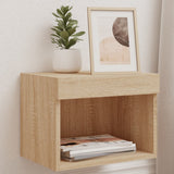 Bedside Cabinets with LED Lights Wall-mounted 2 pcs Sonoma Oak 837118