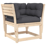 Garden Sofa Armrest with Cushions Solid Wood Pine 844694