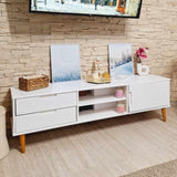 TV Cabinet MOLDE White 158x40x49 cm Solid Wood Pine 350535