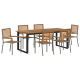 Garden Dining Set 7 pcs Grey Solid Acacia Wood 3365467