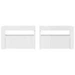 ZNTS Bedside Cabinets 2 pcs with LEDs High Gloss White 60x35x40 cm 3080740