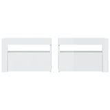 ZNTS Bedside Cabinets 2 pcs with LEDs High Gloss White 60x35x40 cm 3080740