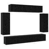 TV Cabinet Set 6 pcs Black Oak Engineered Wood 3332583