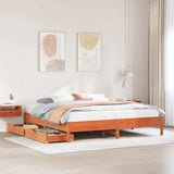 Bed Frame without Mattress Wax Brown 200x200 cm Solid Wood Pine 3301700