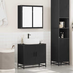 ZNTS 2 Piece Bathroom Furniture Set Black Engineered Wood 3300885