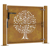 Garden Gate 100x100 cm Corten Steel Tree Design 153215