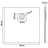 148925 Shower Base Tray SMC Brown 90x90 cm