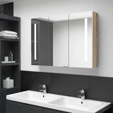 LED Bathroom Mirror Cabinet 89x14x62 cm White and Oak 326530