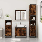 3 Piece Bathroom Furniture Set Smoked Oak Engineered Wood 3301077