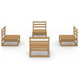 4 Piece Garden Lounge Set Honey Brown Solid Wood Pine 3075262