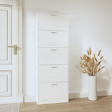 Shoe Cabinet High Gloss White 59x17x169 cm Engineered Wood 342514
