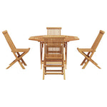 Garden Dining Set Folding 5 pcs Brown Solid Teak wood 3385969