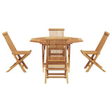 Garden Dining Set Folding 5 pcs Brown Solid Teak wood 3385969