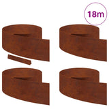 Lawn Edging 4 pcs Rusty 450 x 0.05 x 25 cm Weathering Steel 868039