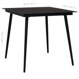 3 Piece Garden Dining Set Cotton Rope and Steel Black 3058277