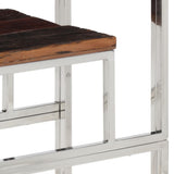 Console Table Silver Stainless Steel and Solid Wood Sleeper 350013
