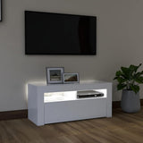 TV Cabinet with LED Lights White 90x35x40 cm 804319