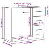 Sink Cabinet Old Wood 63x30x54 cm Engineered Wood 858323