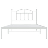 Metal Bed Frame without Mattress with Headboard White 107x203cm 353484