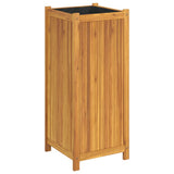 Garden Planter with Liner 42x42x100 cm Solid Wood Acacia 366438