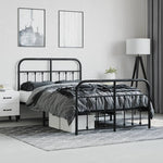 ZNTS Metal Bed Frame without Mattress with Footboard Black 120x190cm 352593
