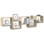 ZNTS Wall Cube Shelf 5 Compartments Sonoma Oak Engineered Wood 859997