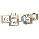 ZNTS Wall Cube Shelf 5 Compartments Sonoma Oak Engineered Wood 859997