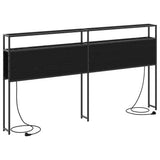 Storage Headboard with Shelf Black oak 180 cm Engineered wood 859765
