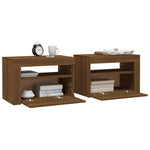 ZNTS Bedside Cabinets 2 pcs with LEDs Brown Oak 60x35x40 cm 3144974