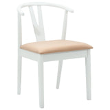 Dining Chair 2 pcs White and Brown Solid Rubber Wood 42020409