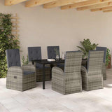 Garden Dining Set with Cushion 7 pcs Grey Poly Rattan 3379496