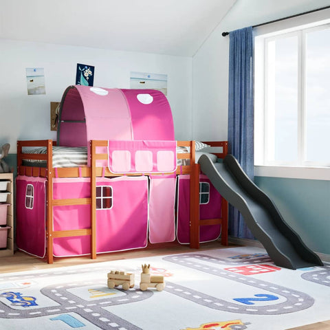 Kids' Loft Bed with Tunnel Pink 80x200 cm Solid Wood Pine 3309100
