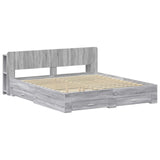 Bed Frame with Storage Grey Sonoma 200 x 200 cm Engineered Wood 3433797