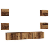 TV Cabinet Set Wall-mounted 7 pcs Old Wood Engineered Wood 3393396