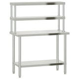 Kitchen Work Table with Overshelf 110x55x150 cm Stainless Steel 3208903