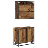 Bathroom Furniture Set with Door 2 pcs Old Wood Engineered Wood 3402468