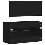 Bathroom Cabinet with Mirror Black Engineered Wood 833880