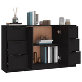 Sideboards 3 pcs Black Engineered Wood 3115837