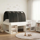 Bed Frame with Tunnel 3 pcs White and Black Engineered Wood 3423622