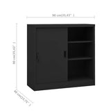 335953 Office Cabinet with Sliding Door Anthracite 90x40x90 cm Steel