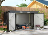 3.7 x 7.9ft Galvanised Steel Shed, with Latched Door and Padlock - Grey T3398P317750
