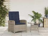 Reclining Garden Chair with Cushions Grey Poly Rattan 365167