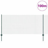 Welded Wire Fence with Posts 100 x 1 m PVC-Coated Steel Green 3336544