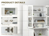Modern Bookcase with Glass Doors, Display Storage Cabinet with Adjustable Shelves for Living Room, T3398P378013