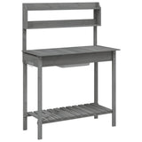 Potting Table with Sink Grey 147.5x44x139.5 cm Solid Wood Fir 156348