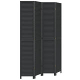 Room Divider 4 Panels Black Solid Wood Paulownia 358852
