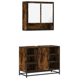 2 Piece Bathroom Furniture Set Smoked Oak Engineered Wood 3300942