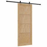Sliding Door Natural and Black 83 x 211 cm Solid Pine Wood 3333534